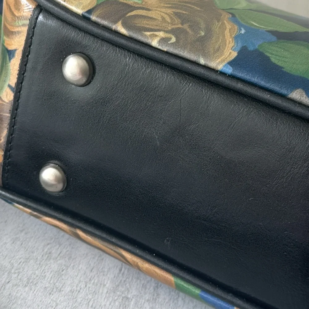 Patricia Nash Gracchi Frame Leather Blue Sky Rose Handbag Xbody Floral Blue
